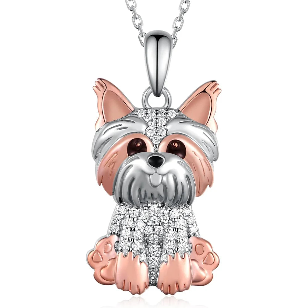 Collar de plata con diseño de Yorkshire Terrier