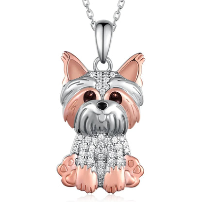 Collar de plata con diseño de Yorkshire Terrier